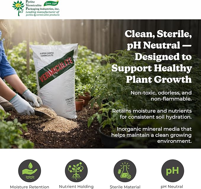 Super Coarse Vermiculite Natural and Odorless Mix - Professional Use for Gardening Packaging and Industrial 4 Cubic Feet