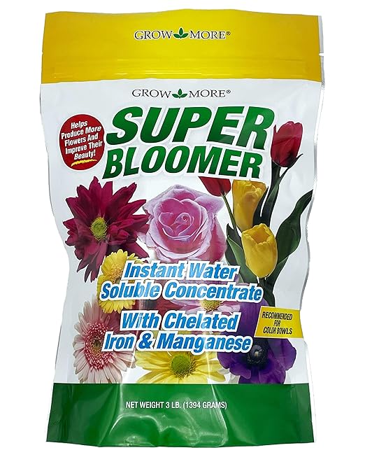 Grow More Super Bloomer 15-30-15 Fertilizer - 3lbs of Flower Fertilizer Bloom Booster for More Colorful Blooms &amp Blossoms - Flower Food for Flowers of All Types with Chelated Iron &amp Manganese