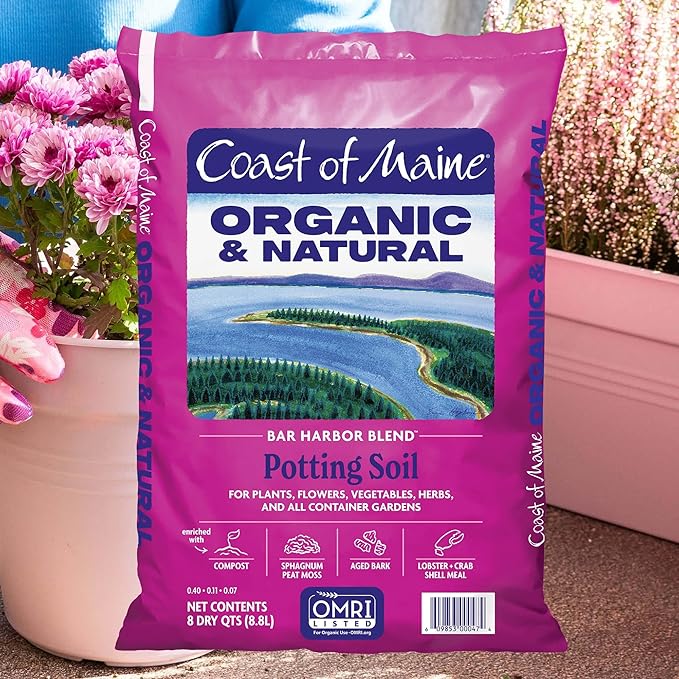 Coast of Maine Bar Harbor Blend 8qt (Pack of 2) Organic and Natural Potting Soil for Houseplants Flowers Vegetables Herbs and Containers
