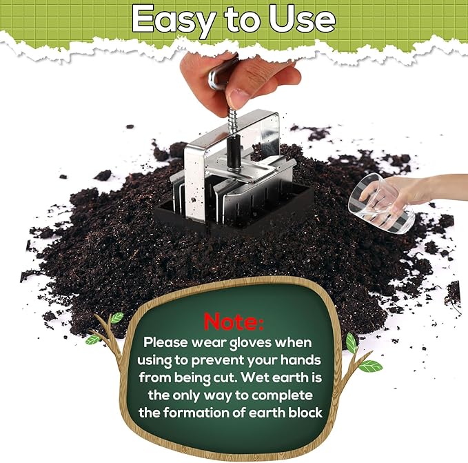 Mini 20 Cell Soil Blocker Iron Hand Held 3/4 in Soil Block Maker Blocking Tool for Seed Starting with Seed Dispenser Garden Seeding Tools for Indoor Outdoor Plants