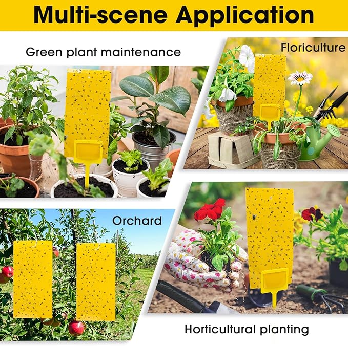 220 Pcs 7.9 x 4 Inch Sticky Traps for Plant Gnats Double Sided Sticky Traps with Twist Ties for Flying Killer Insect Indoor Outdoor Fungus Gnats Whiteflies Aphids (Yellow)