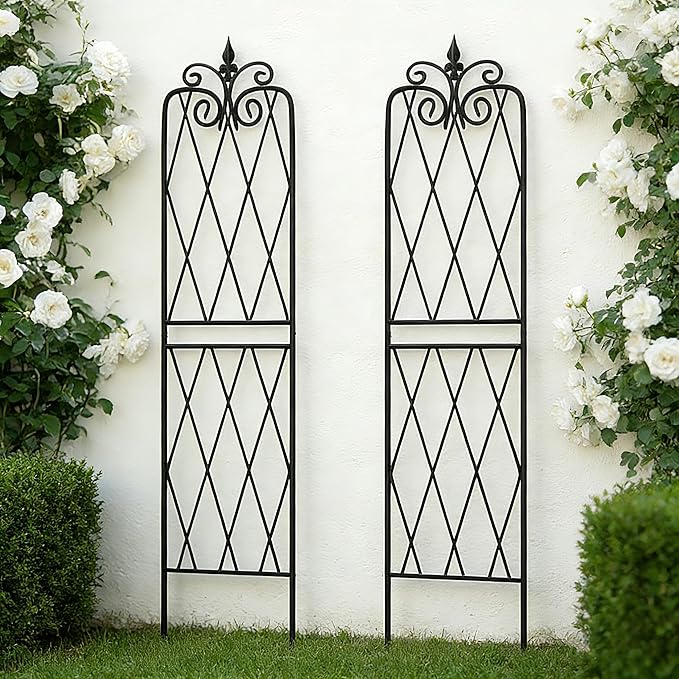 2 Pack 71 H x15 W TrellisBlack Garden Trellis for Climbing Plants Outdoor Metal Frame Sturdy Trellis for Rose