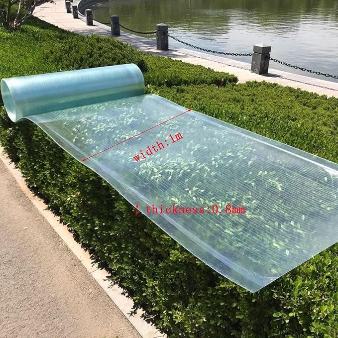 Polycarbonate Roofing Sheet UV Resistant Greenhouse Clear Film Transparent Insulation Polycarbonate Sheet for Gardening Farming Agriculture Canopy Easy to Cut (Clear 49.2ft x3.2ft)