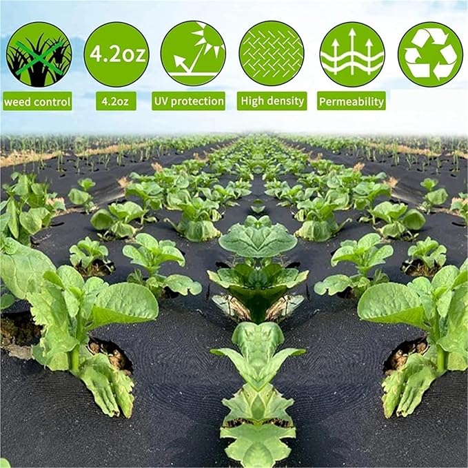 Weed Barrier Fabric Non-Woven Weed Barrier Landscape Fabric with Heavy-Duty Removal Blocks Easy to Set Up(100CMX1000CM)