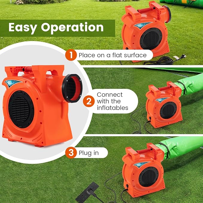 Costzon Commercial Air Blower 3HP/2200W Bounce House Blower Pump Fan Inflatable Bouncer Blower with Integrated Handle Air Blower for Inflatables Perfect for Bounce Castle Holiday Decorations