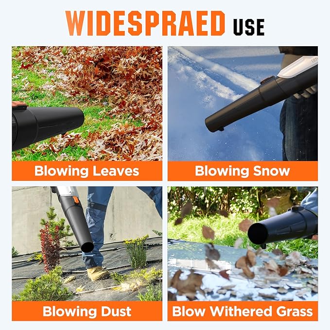 Litheli 20V Cordless Leaf Blower Battery Powered Leaf Blower 2.0 Ah Battery Lightweight 2 Speed Axial Electric Blowers for Blowing Leaves Lawn Care Patio