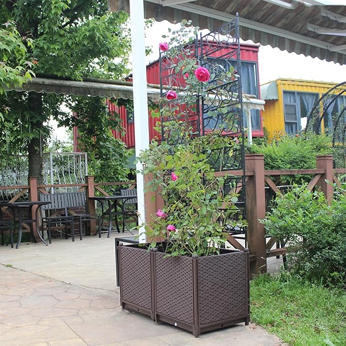 Foldable Garden Trellis Potted Plant Climbing Support Garden Fence For Decorative Privacy Screen For Indoor Outdoor Flowers Vegetable Fruits Vines Support ( Color : Black  Size : 81x120cm/31.9x47.
