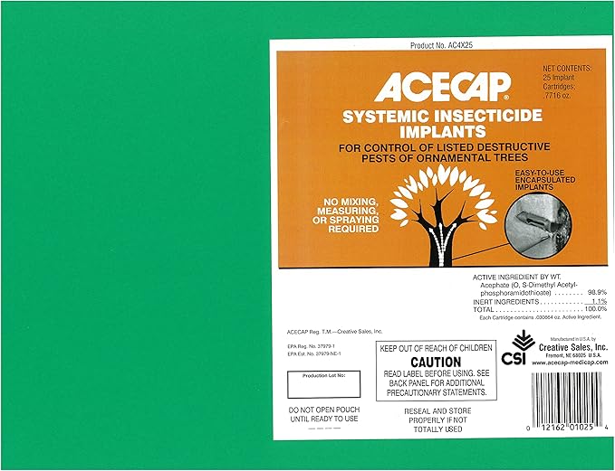 Acecap 25-Pack Systemic Insecticide Tree Implants for Control of Tree Pests 3/8-Inch