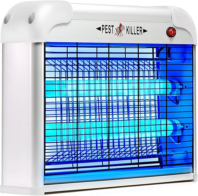 Indoor Electric Bug Zapper 2800V Powerful Flying Insect Mosquito Killer w/ 20W Blue Light Attract Plug-in Pest Control Machine for Moth Fruit Fly Fungus Gnat Garage Bug Catcher/Eliminator/Trap