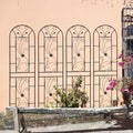Metal Garden Trellis with Black Metal Coating Rustproof Trellis with Peacock Style Outdoor Lattice Panel for Climbing Plants Roses Tomatoes Vine Vegetables 86.7 x 19.7 (Black 4 Pack)