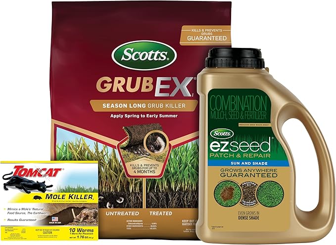 Scotts and Tomcat Repair The Lawn Bundle Includes Mole Killer Grub Killer and Grass Repair Products