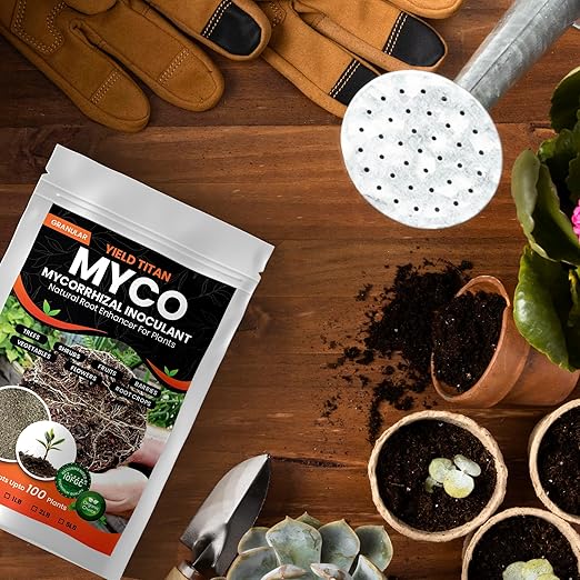 MYCO MYCORRHIZAL INOCULANT Root Enhancer for Bigger Stroger &amp Healthier Plants Roots - Organic Mycorrhizae Root Enhancer - Increases Nutrient Absorption &amp Crop Yields (2LB)