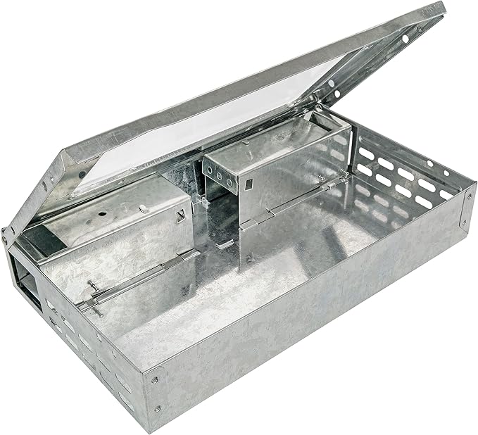 Humane Mouse Trap 2-Pack – No Winding or Resetting Non-Jamming Clear Window View Silver No-Kill Indoor Mouse Traps Preferred by Professional Pest Controllers
