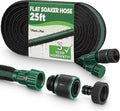 Flat Soaker Hose 25ft for Garden // Drip Hose for Garden Beds Lawns and Trees // Heavy Duty Leakproof Design with Quick Connect // Linkable Irrigation System for Vegetables and Flowers