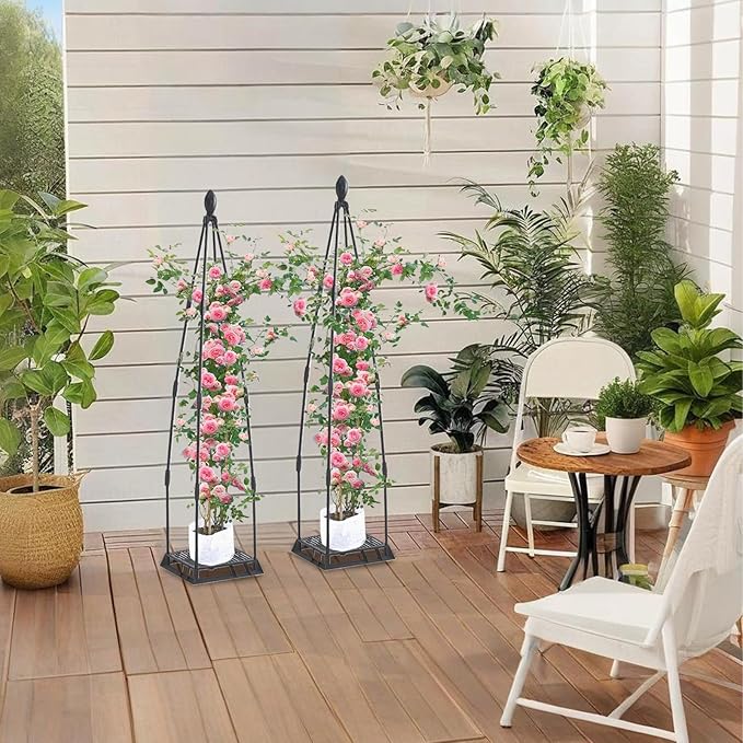 Garden Trellis for Climbing Plants Metal Plant Support Plants Climbing Trelli Frame Rustproof Obelisks Clematis Support for Pots Plant Rose Tomato Cucumber Flowers Grape Pea