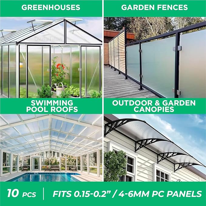 Polycarbonate Greenhouse Panels (H Connectors) - 0.2 Thick Fit 6mm or 4mm Twin-Wall Polycarbonate Panels Join 2 Pieces of Panels Together 4-Foot Length 10 Pieces (H Connectors 6mm 4ft)