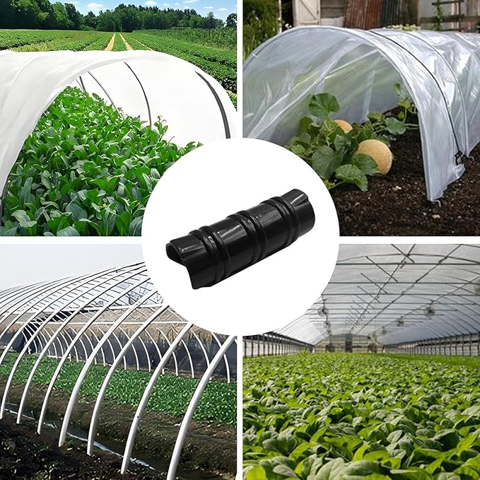 60PCS Greenhouse Clips 1 Inch Greenhouse Clamps Gardening and Farming Tube Clips ABS Plastic Clamps for PVC Pipe Greenhouse Film Sunshade Nets &amp Row Covers (Black)