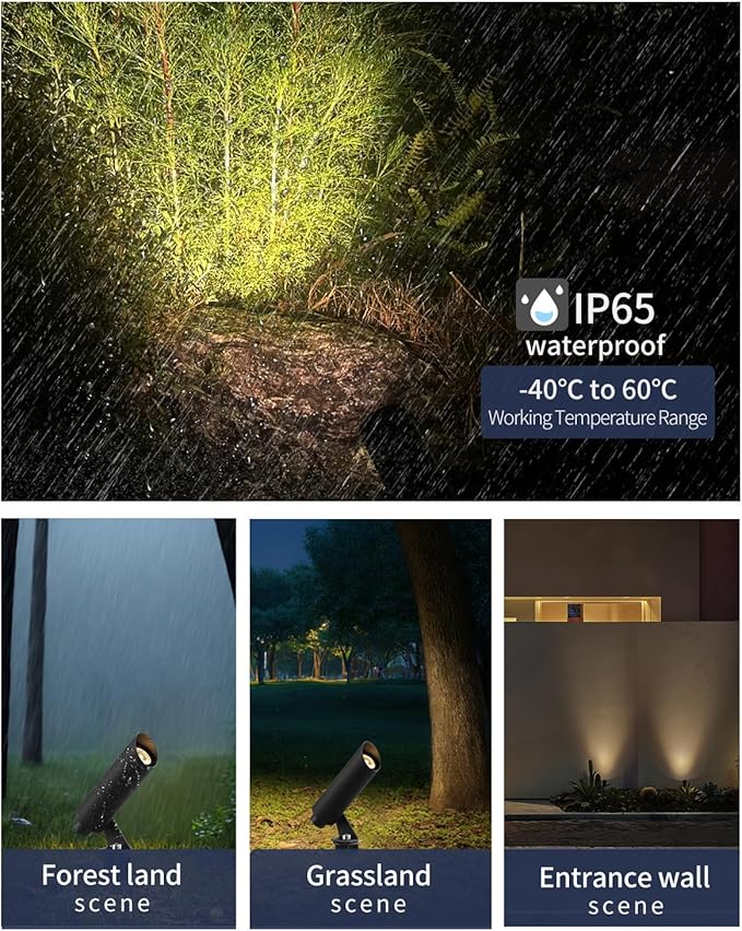 Outdoor Landscape Lighting Mini Size Low Voltage LED Spotlight(2700K) IP65 Waterproof with Quick Installation Accessories for House Patio Garden Fence Tree Yard Plant Lawn Flags Use