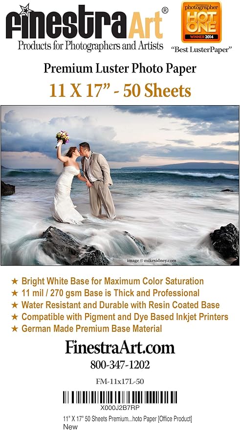 11 X 17 50 Sheets Premium Luster Inkjet Photo Paper