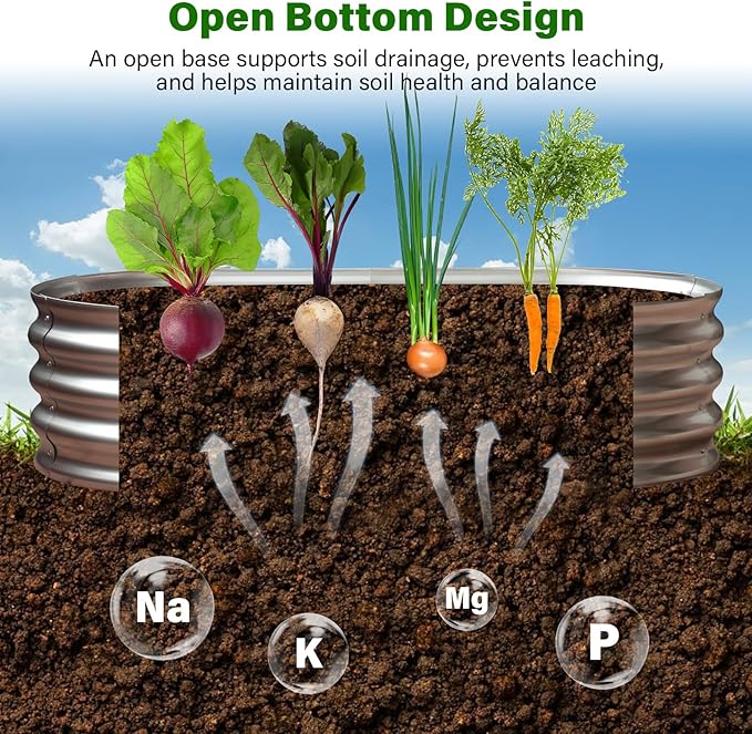 HGD Galvanized Raised Garden Bed for Outdoor: 4X2X1ft Durable Metal Vegetable Plant Container Kit - Oval Planter Box for Gardening Flower Trough