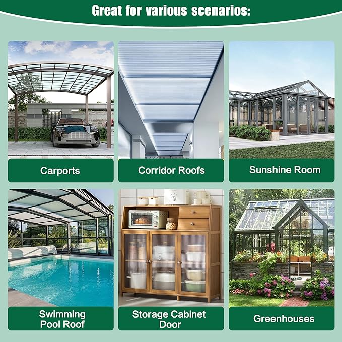 6-Pack Polycarbonate Greenhouse Panels 23.8x47.6x0.16 Inch Clear Twin-Wall UV Protected Roof PC SheetsGreen House Plastic Boards for Outdoor Garden DIY Crafts &amp Plant Protection