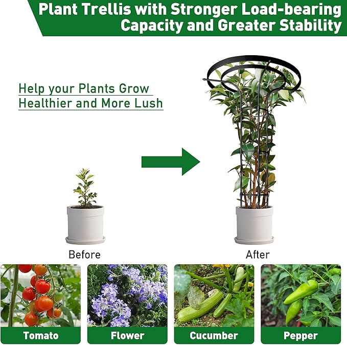 Mushroom Top Trellis for Climbing Plants Outdoor 5.74FT Decorative Obelisk Plant Support with Rustproof PE-Coated Metal Poles Rose Trellis for Clematis Ivy Black