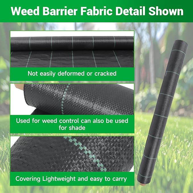 Weed Barrier Landscape Fabric Heavy Duty Weed Block Horticultural Floor Covering Mat Bottom Woven Geotextile Commercial Lane Fabric 3 x 300 FT