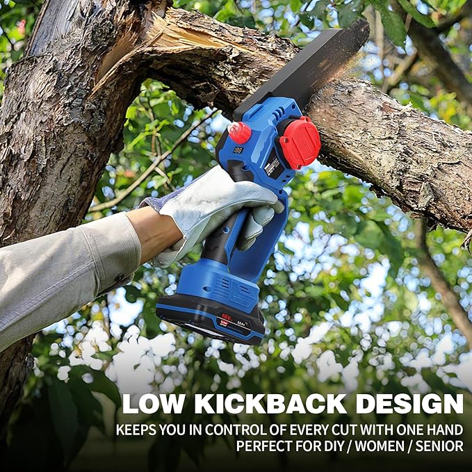 Mini Chainsaw 8 inch Cordless - Upgraded Handheld Electric Chainsaw with 2 Pack Batteries and Charger Electric Power Chain Saw with Oiler Garden Tools for Tree Trimming Wood Cutting