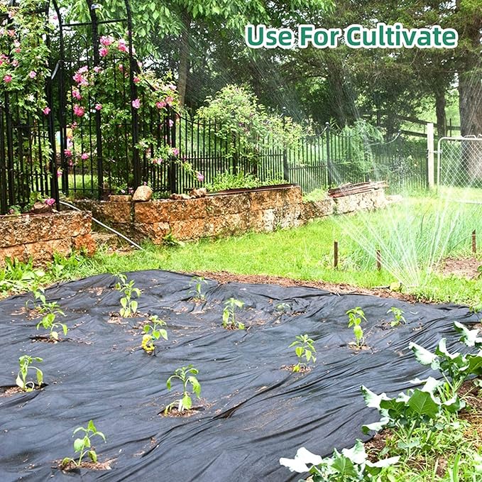Weed Barrier Landscape Fabric Heavy Duty Soil Erosion Control Ground Cover Weeds Block Gardening Mat 90g/m²for Outdoor Gardenwith Garden Pegs and Buffer Washer (Battery *1 : 2X5m)