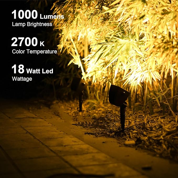 GOODSMANN Lighting LED Wall Wash Flood Landscape Lighting 18W Die-Cast Aluminum Outdoor Lights Weatherproof 2700K Warm Lights Low Voltage Lights Brown 9920-4675-01