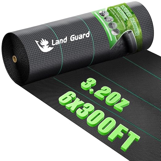 Land Guard 6ft x 300ft Weed Barrier Fabric Heavy Dusty Ground Cover Weed Mat Woven Landscape Fabric for Garden Lawn and Outdoor Project
