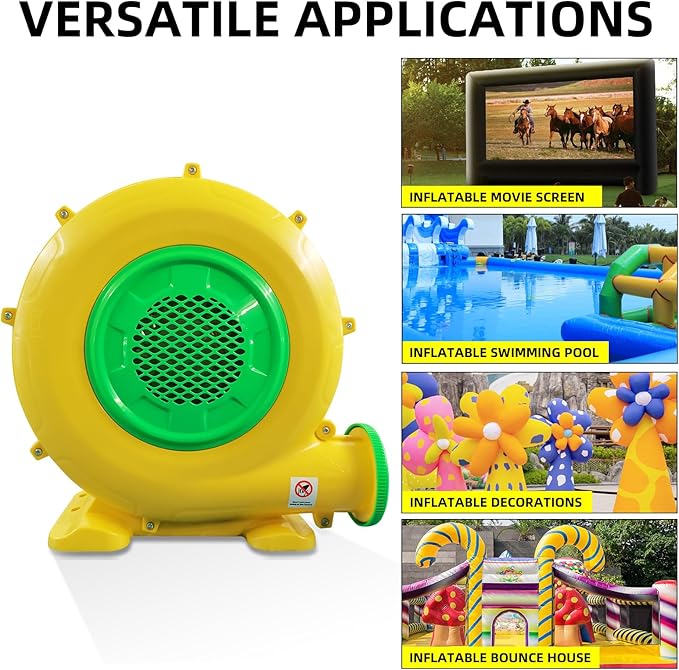 1100Watt/1.5HP High Power Air Blower for Large Inflatables GONFLABLE Inflatable Bounce House Blower Portable Fan Pump Leaf Blower Corded Commercial for Bouncy Castle Jumper Water Slide