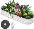 Raised Garden Bed8x2x1ft Large Outdoor Planter Boxes Kit with Galvanized Steel Open-Ended Base Design Elevated Planter for Outdoor Plants Durable Raised Bed for GardeningWhite