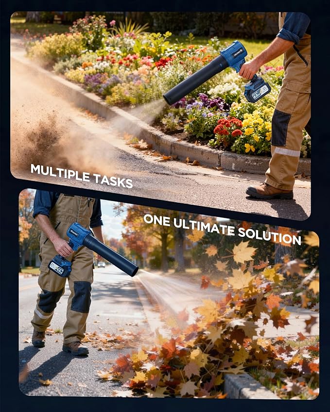 Cordless Leaf Blower with Battery and Charger As Seen On TV (990000) RPM Electric Leaf Blower Lightweight Handheld with Extended Nozzle Portable Blower for PatioCleaning Leaves and Dust