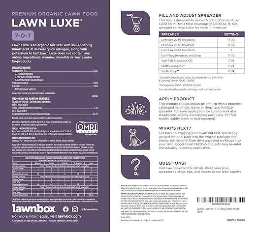 Lawn Luxe 7-0-7 100% Organic Summer Grass Fertilizer 28 lb Bag Covers 5000 sq ft…
