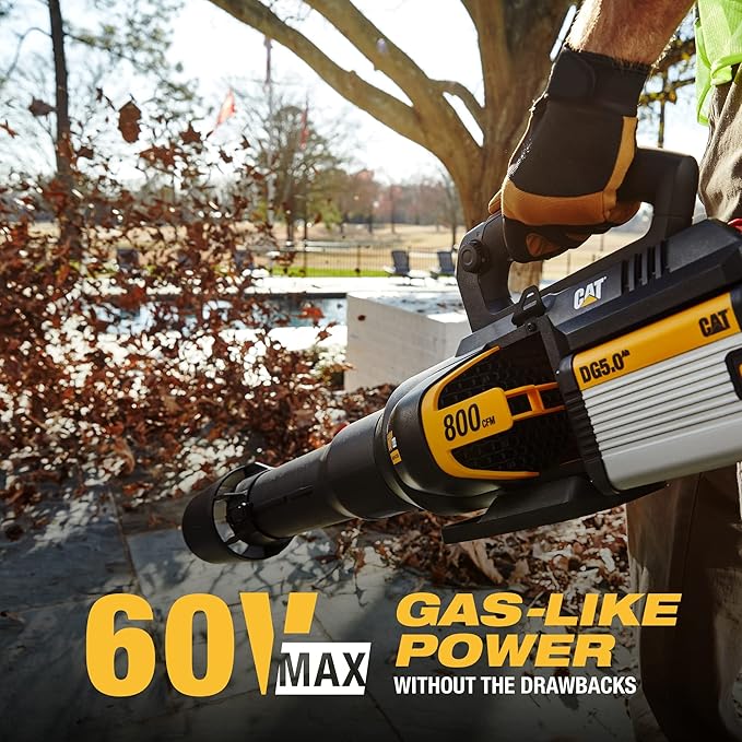 Cat DG651 60V 800 CFM 170 MPH High-Powered Leaf Blower Cordless Adjustable Speed Blowers for Lawn Care Lightweight Cordless Leaf Blower with Variable Air Control – Battery &amp Charger Included