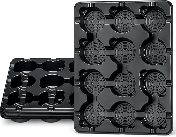 homenote 4 Inch Seed Starting Trays 5 Pack 12-Cell Seedling Starter Trays for Indoor Outdoor Growing Plant Starter Germination Trays for Pots Seedlings Compatible with 4 Nursery Pots