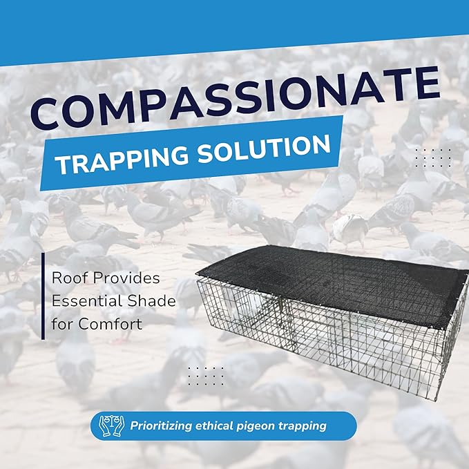 Bird Barrier Humane &amp Durable Pigeon Trap | Secures Up to 12 Pigeons | 3 One-Way Doors with Guards | Easy Transport &amp Setup | 35x16x8 with Center Access | Lightweight 10 lbs Bird Management