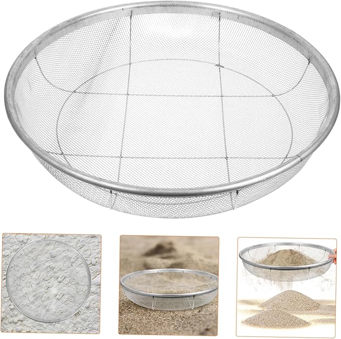 Round Soil Sifter with Mesh Durable Gardening Tool for Separating Rocks Twigs and Debris from Soil and Compost Planting and Landscaping Use