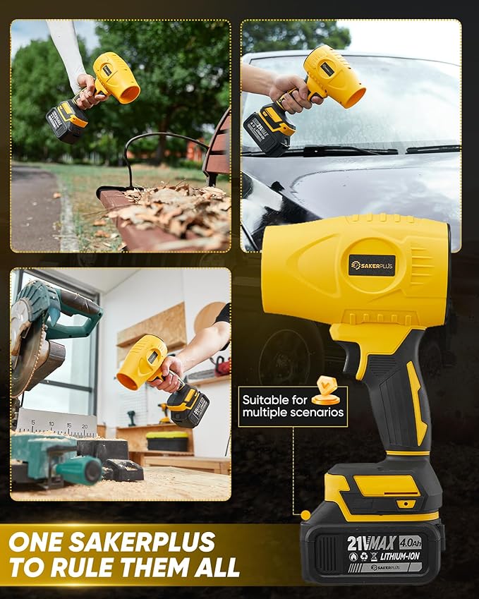 Portable Dust Cleaner 180000 RPM Cordless Leaf Blower 4.0Ah Battery with Adjustable Speed for Patio Driveways Workshop Lawn Cleaning (1 Battery)