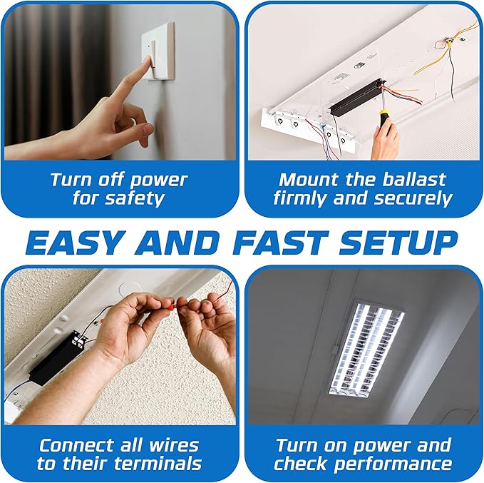 OHLECTRIC Ballast T8 2-Lamp (6-Pack) Replacement for Robertson ISU232T8120 Electronic Fluorescent Ballast for 1 or 2 T8 Fluorescent Lamps Between 17W-32W or 1 F40T8 Lamp Instant Start 120V