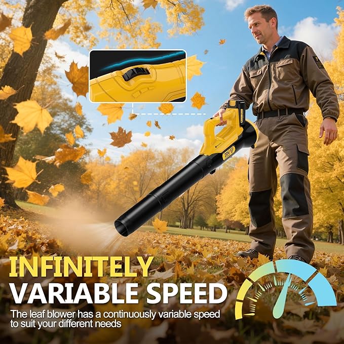 Orientools 20V Cordless Leaf Blower with UL 62133 Certified 2x4.0Ah Batteries and Charger (90 min Run time) for clearing Leaves dust Debris Light Snow from walkways Driveway Yard