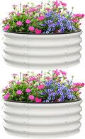 2 - Pack Round Galvanized Raised Garden Bed - 2FT/3FT/4FT Sizes - Outdoor Flower &amp Vegetable Bed - Heavy - Duty &amp Open - Bottom Design 2x2FT