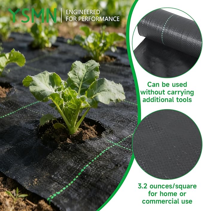 Weed Barrier Fabric Planting Cover - 3 x 150 FT Heavy Duty Landscape Fabric Ground Cover Block for Outdoor Planting