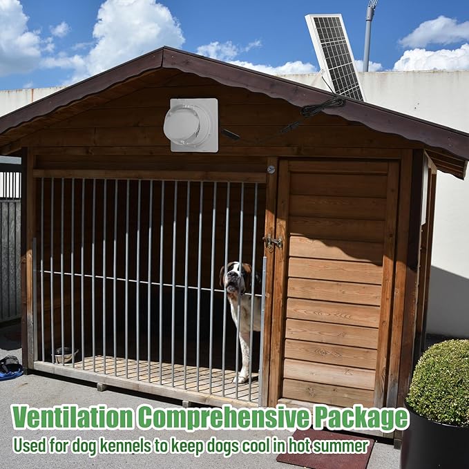 6 Solar Powered Exhaust Fan + 15W Solar Panel High Speed Exhaust Fan with Anti Backflow Valve and Switch Waterproof Solar Powered Fan Kit for Outside Warehouse Shed Kitchen Attic