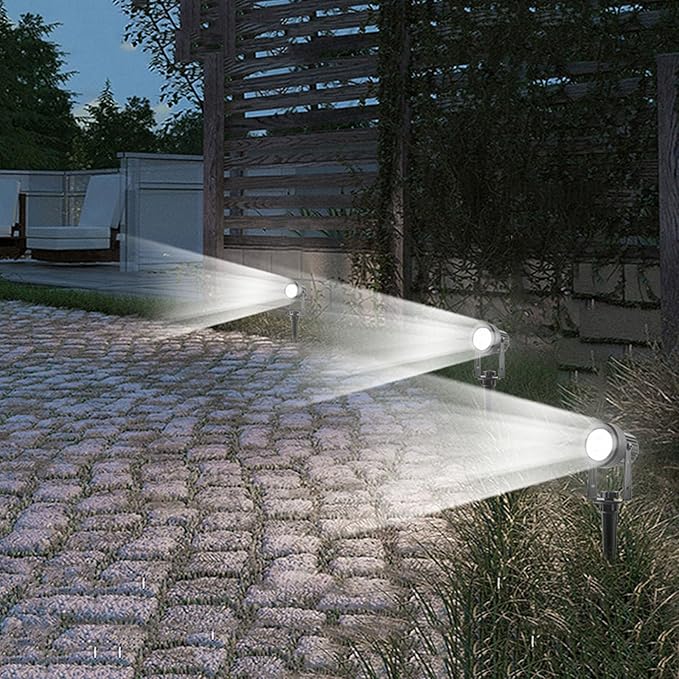 4in1 6000kOutdoor Landscape Lighting 6In1 Pack Outdoor Spot Lights LED Landscape Lighting for Yard Plant Lawn Garden IP65 Waterproof 3000K Warm White