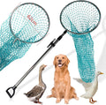Dog Catch Net Animal Control Net Poultry Catching Trap Tool Length Adjustable for Cat Pigeon and Others (42~70 Handle with 24.4 Net Opening) (Stainless Steel Natural - Large)