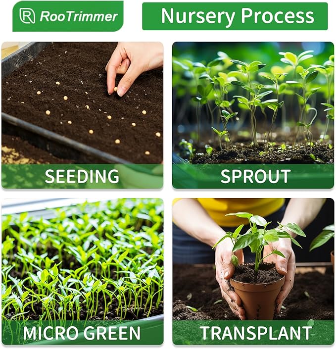 Growing Trays 1020 Plant Nursery Trays Heavy Duty Seed Starter Flat Seedling Tray for 72/128 Cell Plug Tray Transplant Growing Microgreens (21×11 10 Pack 1.6 Deep Without Holes)