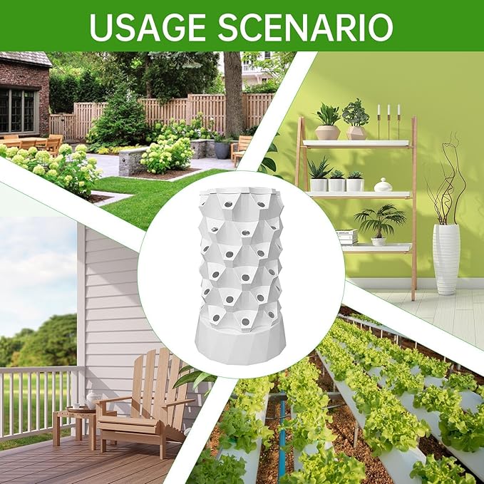 Tower Garden Hydroponics Growing System48-Plants Indoor Vertical Tower Garden System KitIndoor GardenIncluding Smart PlugWater PumpVertical Hydroponic Tower for Gardening LoverWhite