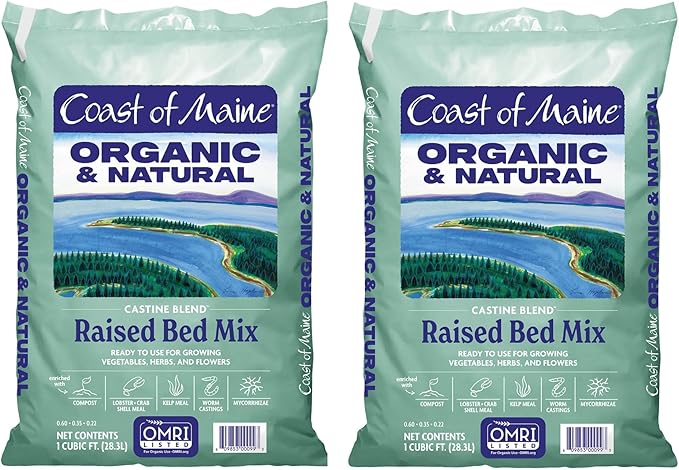 Coast of Maine Castine Blend Organic and Natural Raised Bed Mix 1 cu ft (Pack of 2) RTU for Growing Vegetables Herbs and Flowers